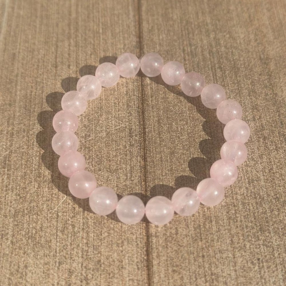 Men and Women's Rose Quartz Crystal Bead Bracelet